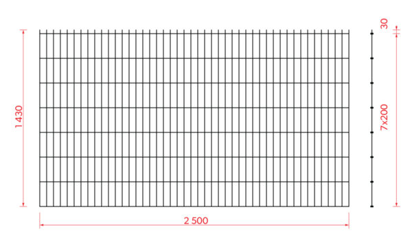 Welded panel N2D 2500x1430mm D5/4/5mm black - Image 4
