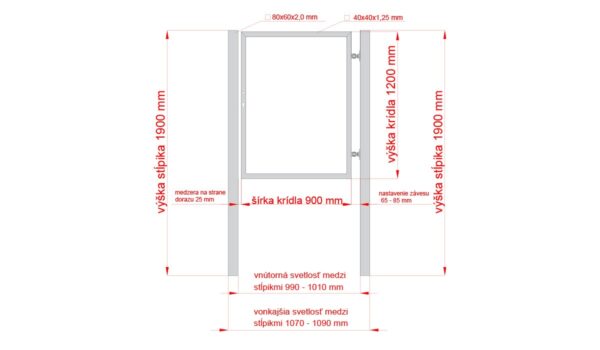 Frame for single-wing gate 1000x1200mm steel_2