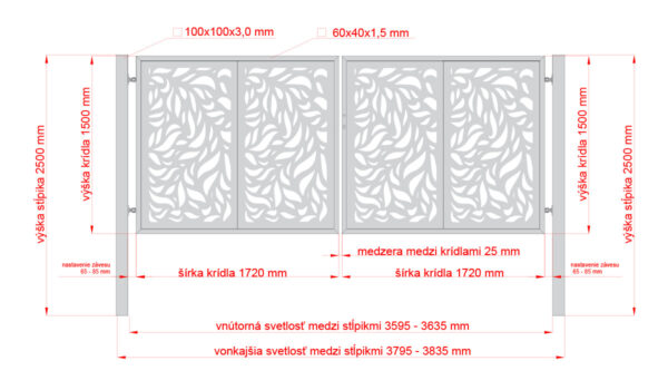 Design double gate FLORA 3800x1500mm with posts anthracite matt_4