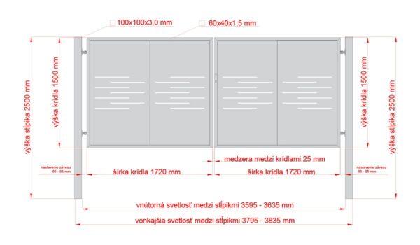 Design double gate LINE 3800x1500mm with posts anthracite matt_2