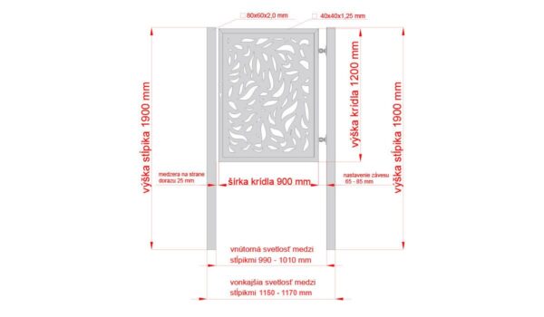Design single gate FLORA 1000x1200mm with posts black matt_3