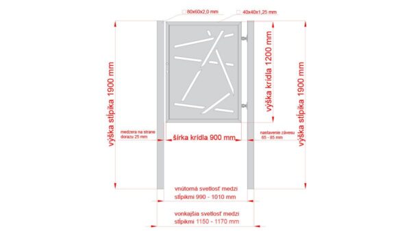 Design single gate HALEN 1000x1200mm with posts black matt_3