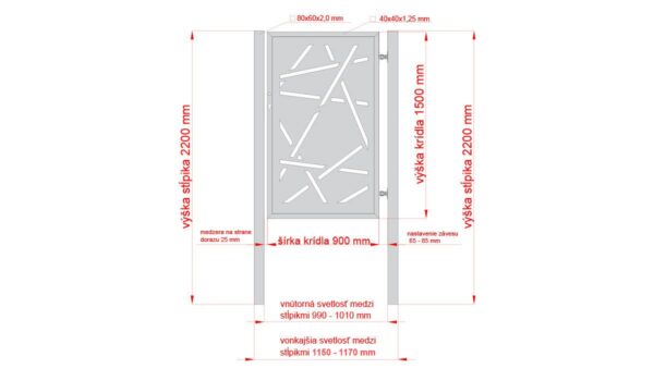 Design single gate HALEN 1000x1500mm with posts black matt_3