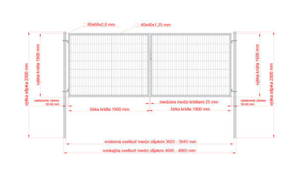 Double gate 2D BOX ZnPVC 4000x1500mm