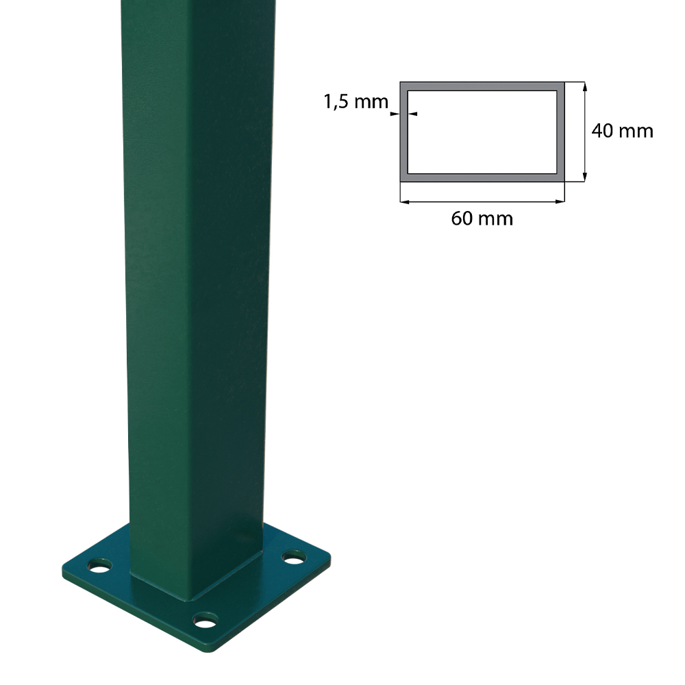 Post 60x40mm with base ZnPVC 1400mm 1.5mm green_2