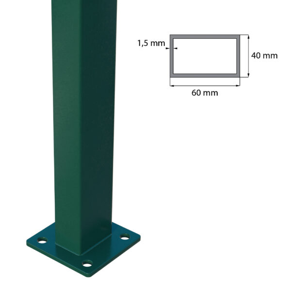 Post 60x40mm with base ZnPVC 1800mm green_2
