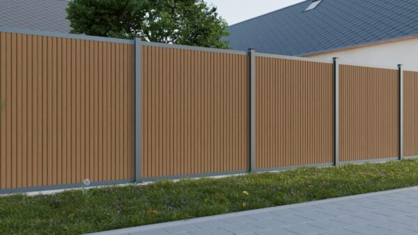 WPC fence set VERTIKAL with post 1850mm AURORA brown_2