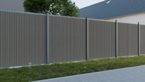 WPC fence set VERTIKAL with post 1850mm AURORA grey_2
