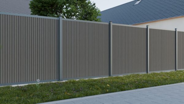 WPC fence set VERTIKAL with post 1850mm AURORA grey_2