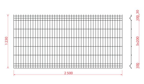 Welded fence panel ZnPVC 2500x1230x4mm anthracite - Image 5