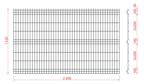 Welded fence panel ZnPVC 2500x1530x4mm brown_3