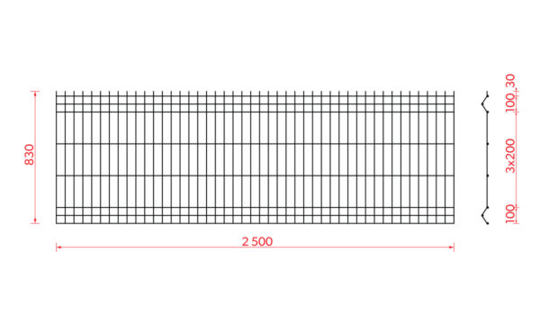Welded fence panel ZnPVC 2500x830x4mm anthracite - Image 5
