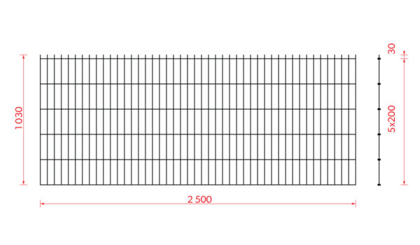 Welded panel N2D 2500x1030mm D5/4/5mm green_5