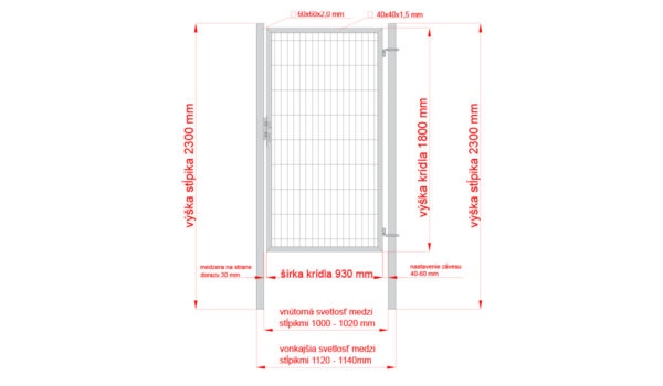 Wicket gate Square ZnPVC 1000x1800mm