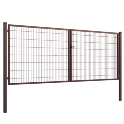 Double Wing  gate Square ZnPVC 4000x1500mm, 80x80mm brown