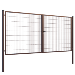 Double Wing  gate Square ZnPVC 4000x1800mm, 80x80mm, brown