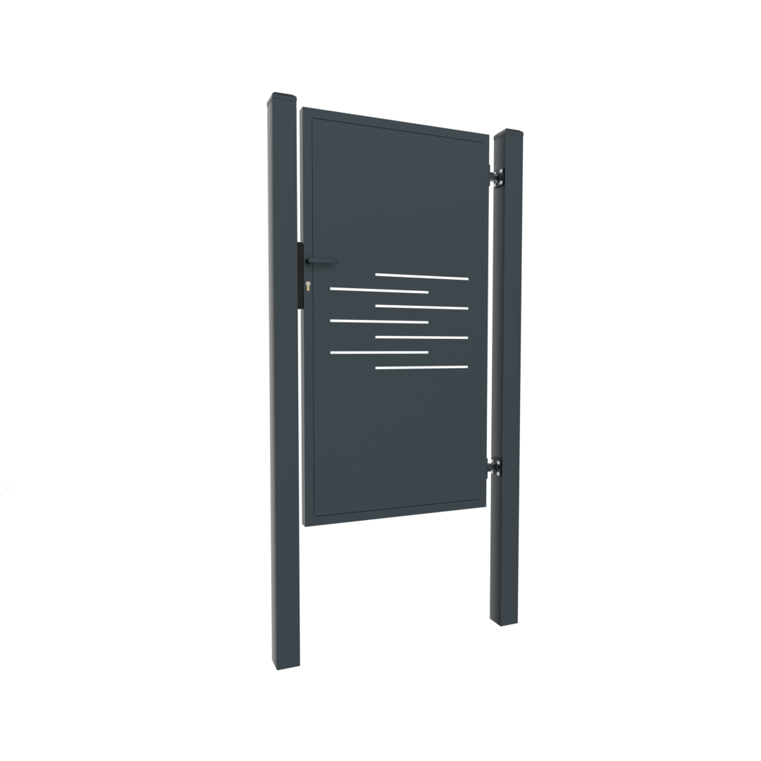 E002229_1 Design single gate LINE 1000x1800mm with posts anthracite matt - Image 1