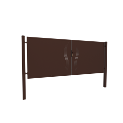 Design double gate BELLA 3800x1200mm with posts brown matt