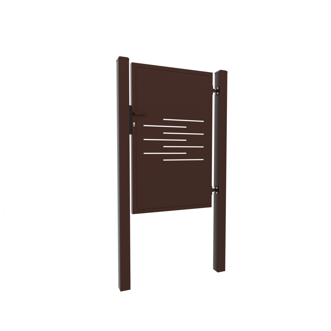 E002241_1 Design single gate LINE 1000x1500mm with posts brown matt - Image 1