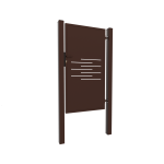 Design single gate LINE 1000x1800mm with posts brown matt