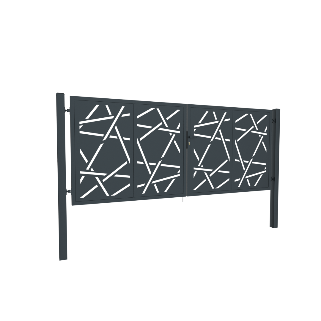 E002249_1 Design double gate HALEN 3800x1800mm with posts anthracite matt - Image 1