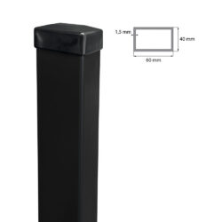 Fence post 60x40mm ZnPVC 2500mm 1,5mm black