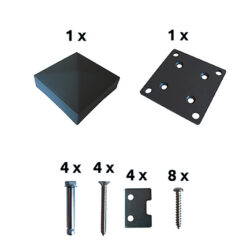 Post base Al with accessories anthracite 110x110mm