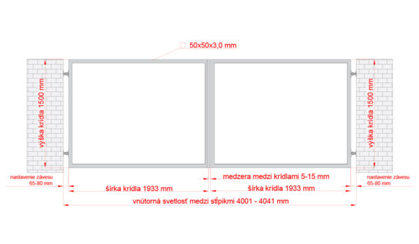Frame for double-wing gate 4000x1500mm aluminum brown - Image 2