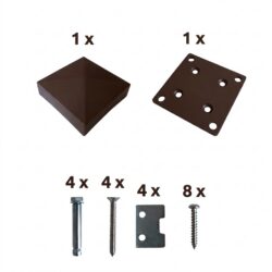 Post base Al with accessories brown 110x110mm