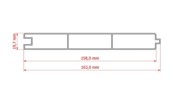 Aluminium profile 166x19,7x1830mm, anthracite - Image 2